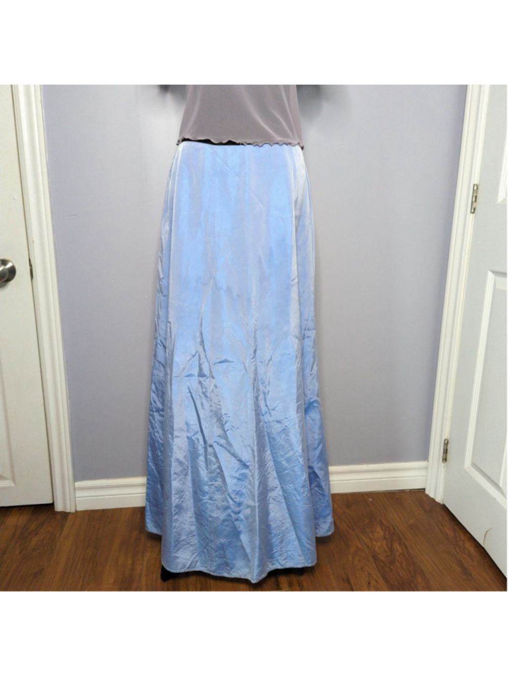 Vintage 1991 Jessica Ethereal Shimmer Maxi Skirt L Powder Blue/Purple - Picture 3 of 14